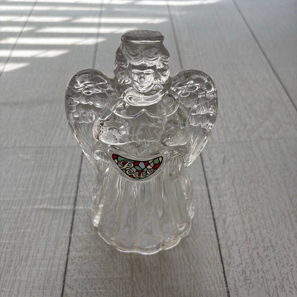Lead Crystal Hollow Christmas Angel Stain Glass Graphic Peace